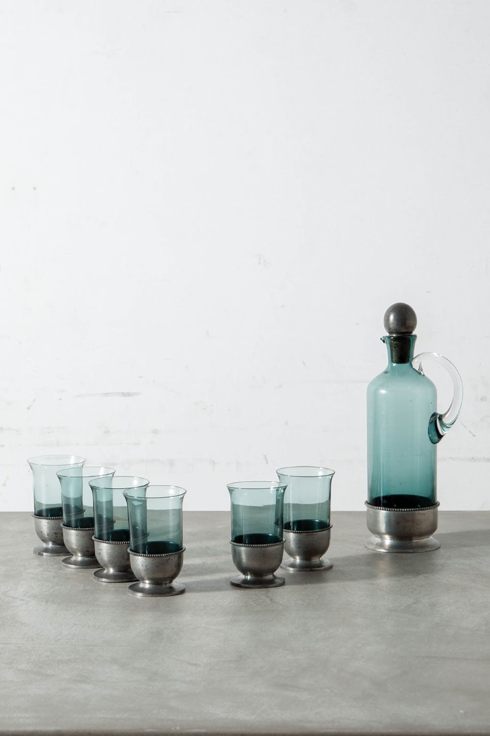 Pitcher and Glass set in Glass and Metal