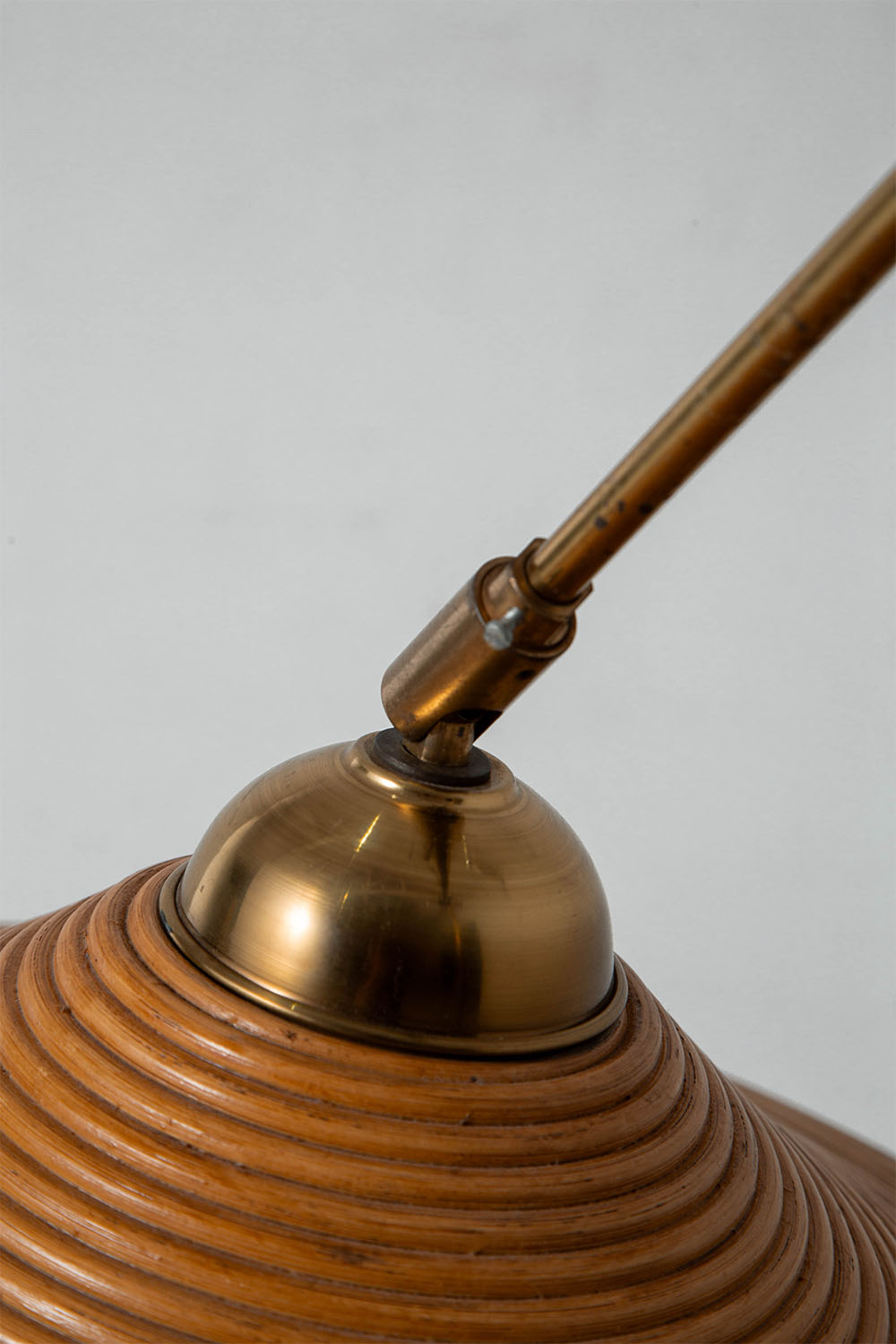 Floor Lamp in Rattan and Brass