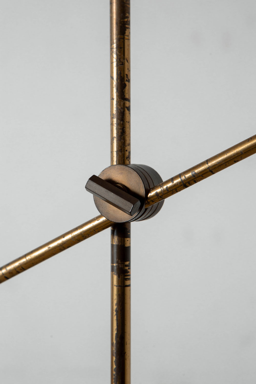Floor Lamp in Rattan and Brass