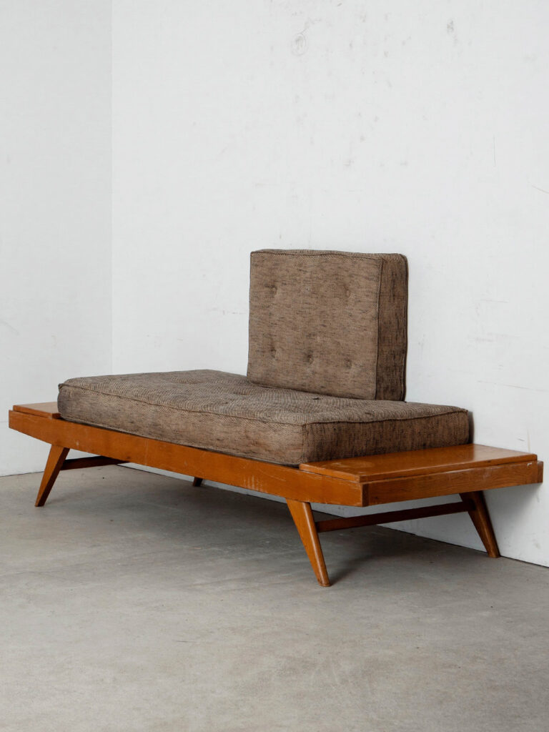 Day Bed by Pierre Guariche for Free Span  in Wood and Fabric
