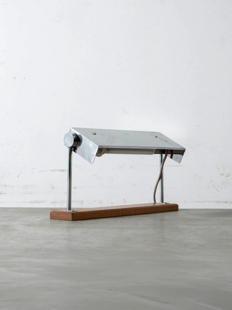 Table Lamp in Wood and Chrome