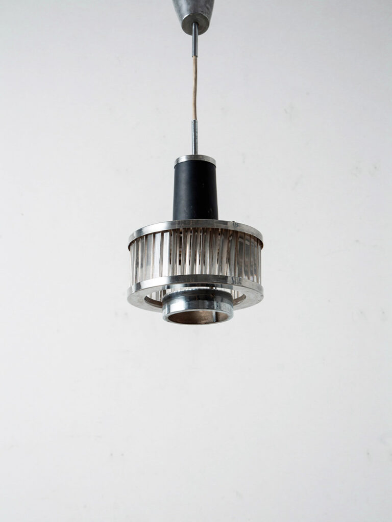 Pendant Lamp in Steel and Glass