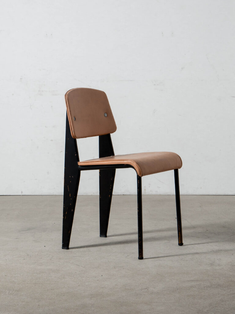 Métropole No.306 Chair by Jean Prouvé in Leatherette , Steel and Plywood