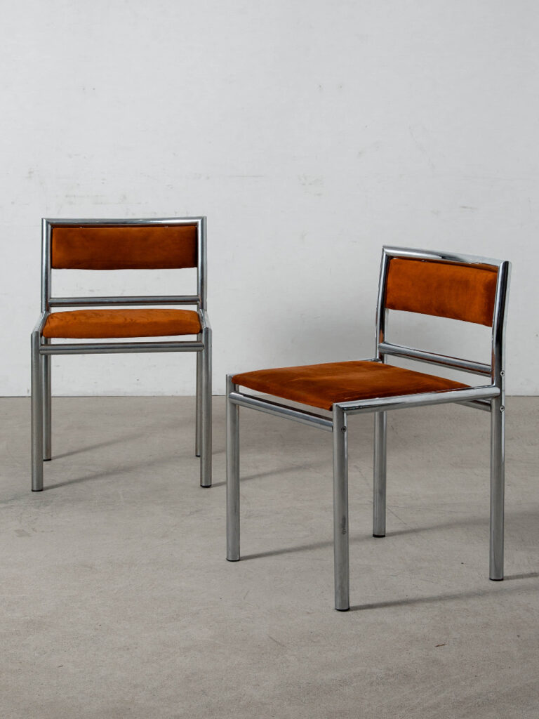 Dining Chair in Suede and Chrome