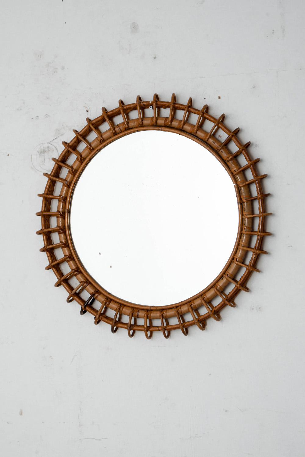 Wall Mirror in Glass and Rattan