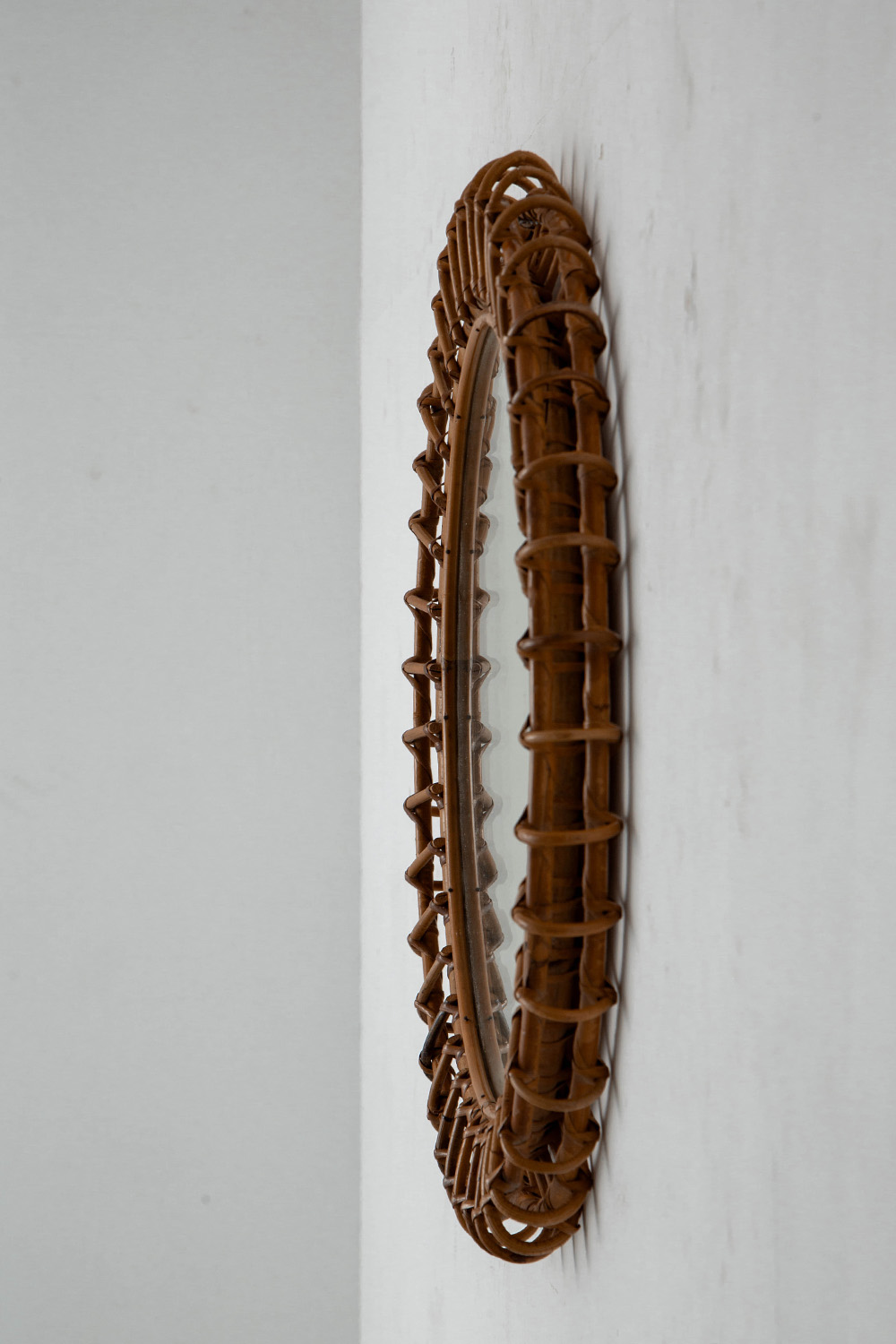 Wall Mirror in Glass and Rattan
