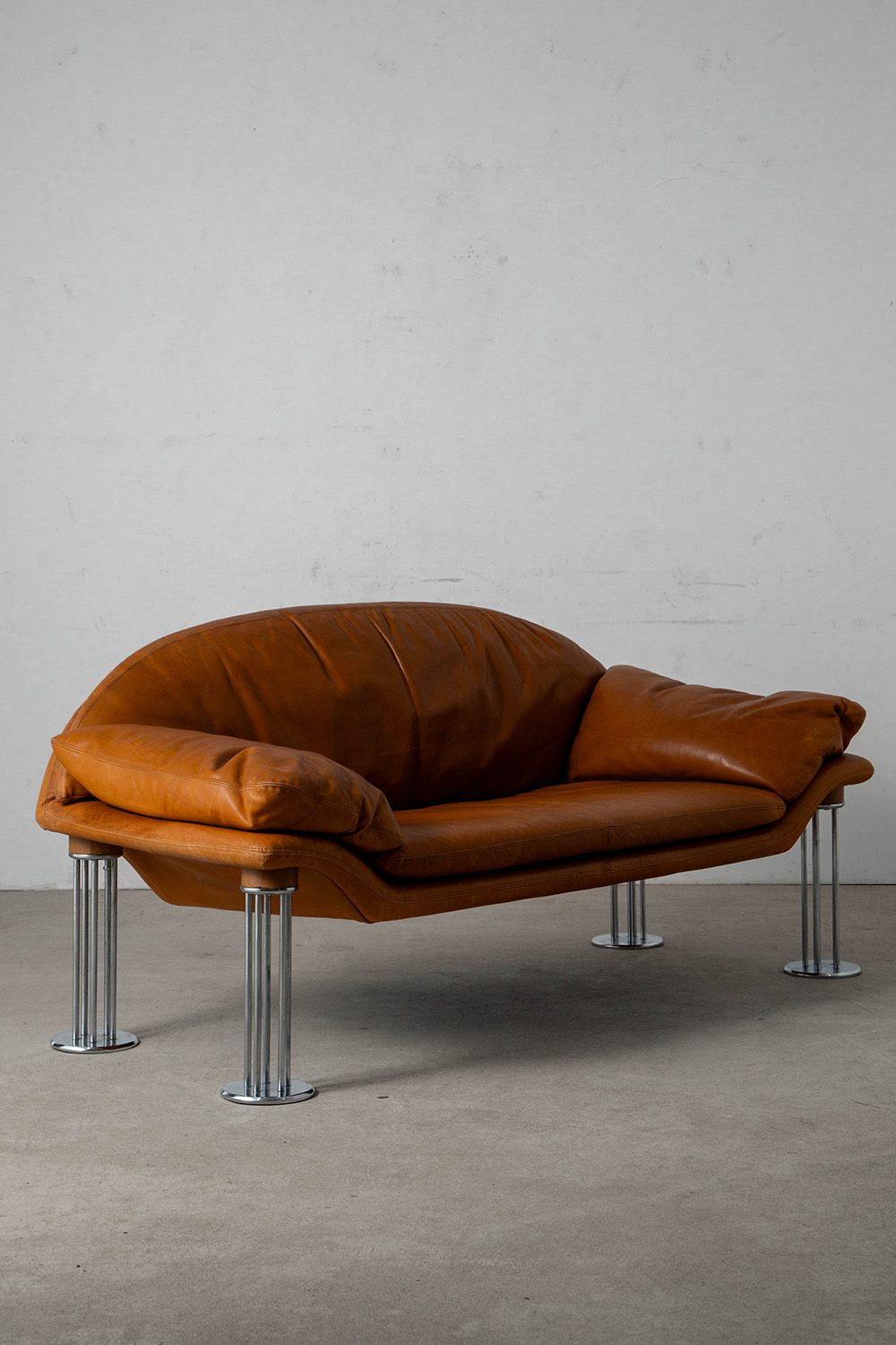 Air Sofa by Burkhard Vogtherr for Hain & Thome in Leather and Chrome
