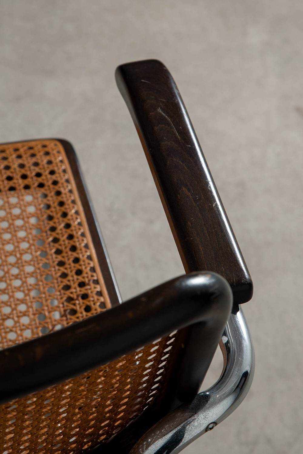 Cesca Arm Chair by Marcel Breuer for THONET in Chrome , Wood and Rattan