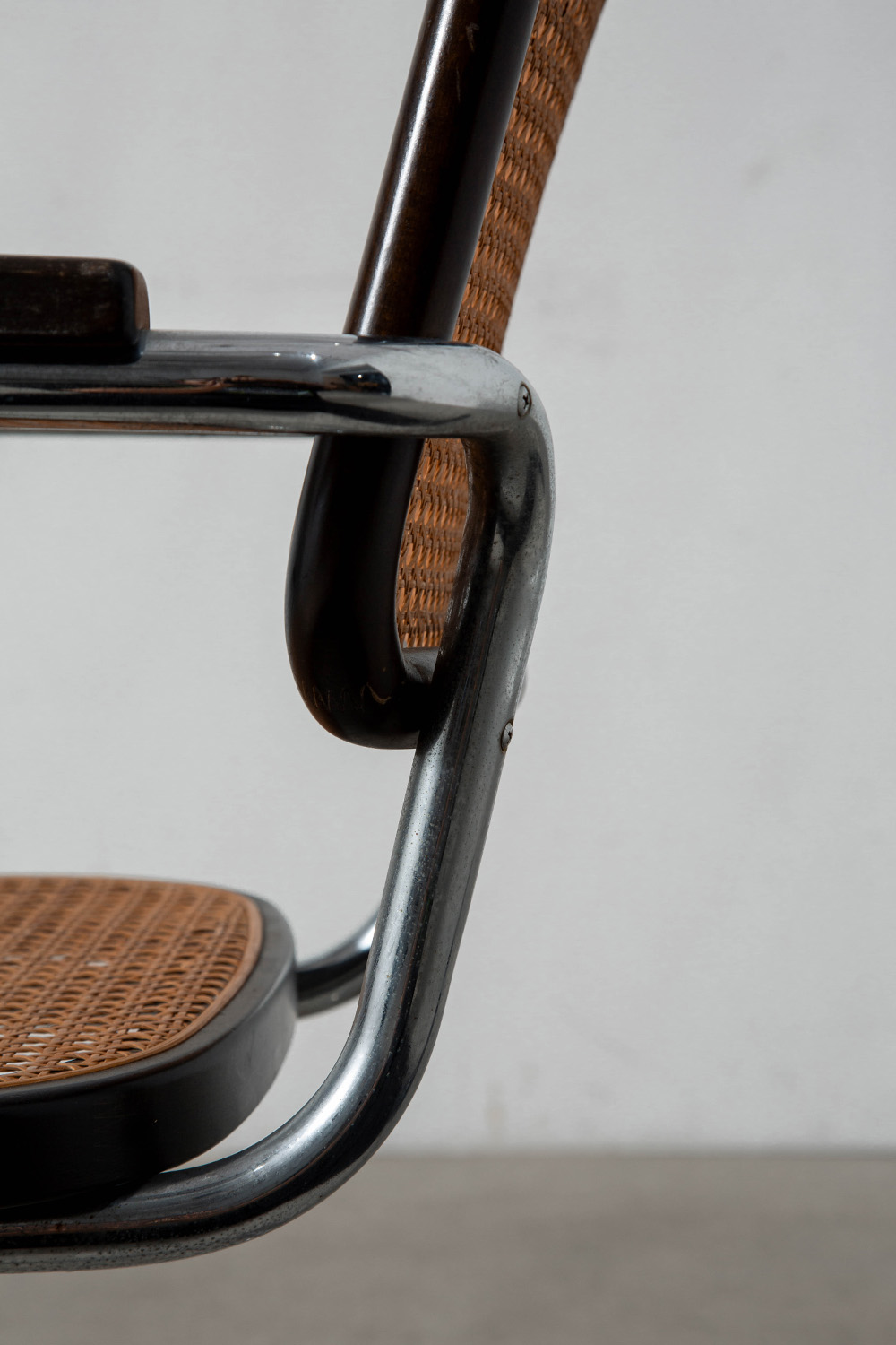 Cesca Arm Chair by Marcel Breuer for THONET in Chrome , Wood and Rattan