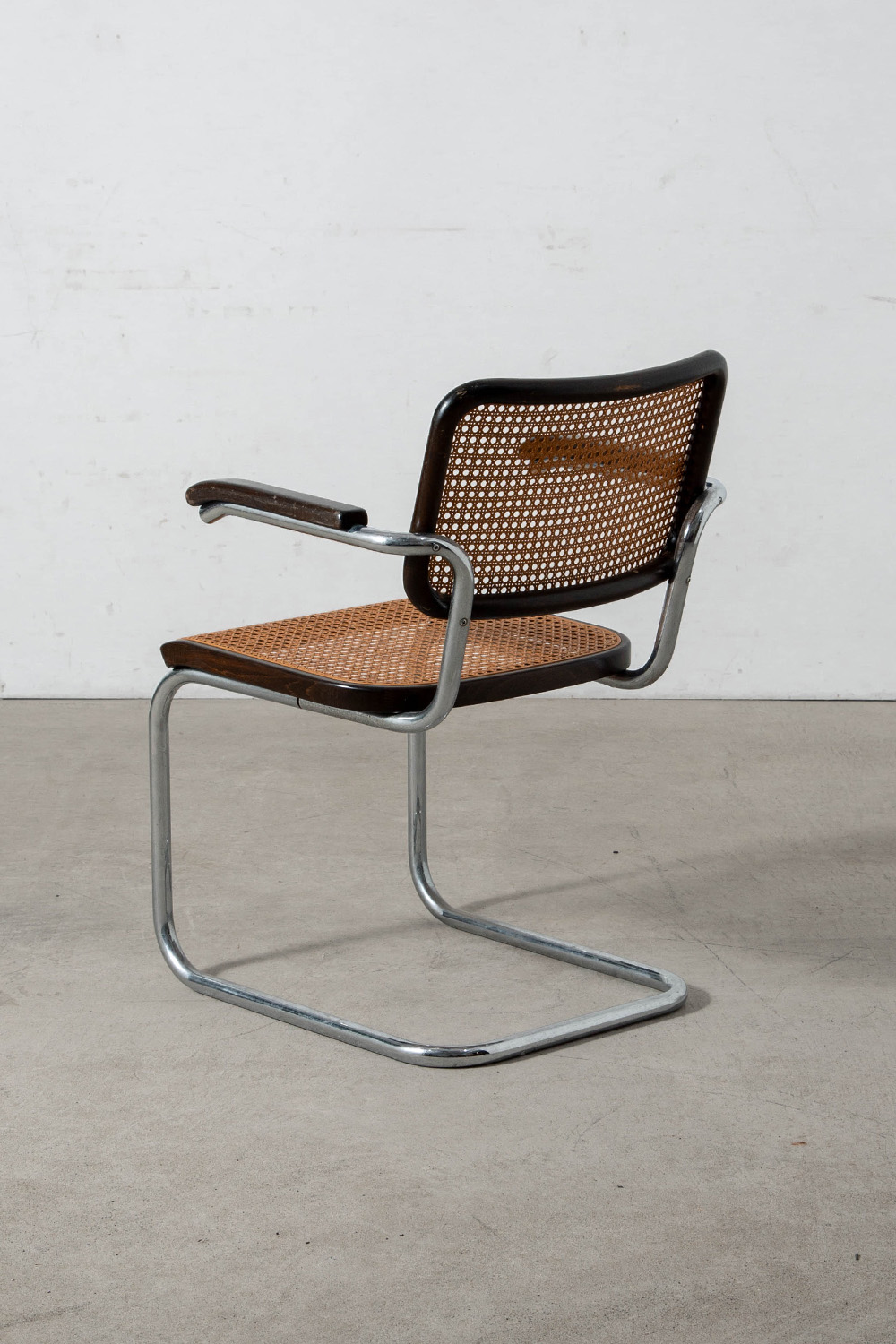 Cesca Arm Chair by Marcel Breuer for THONET in Chrome , Wood and Rattan