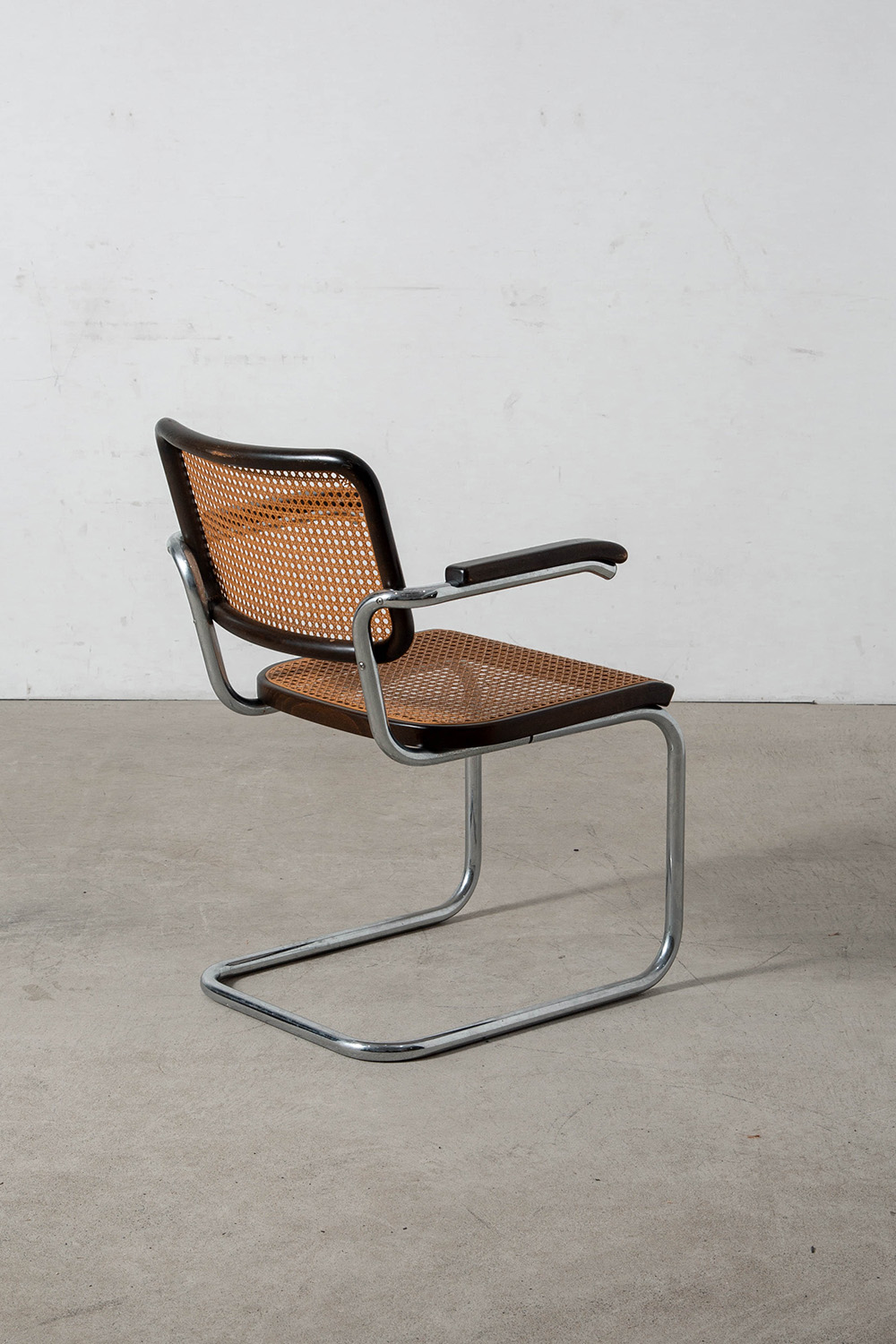 Cesca Arm Chair by Marcel Breuer for THONET in Chrome , Wood and Rattan