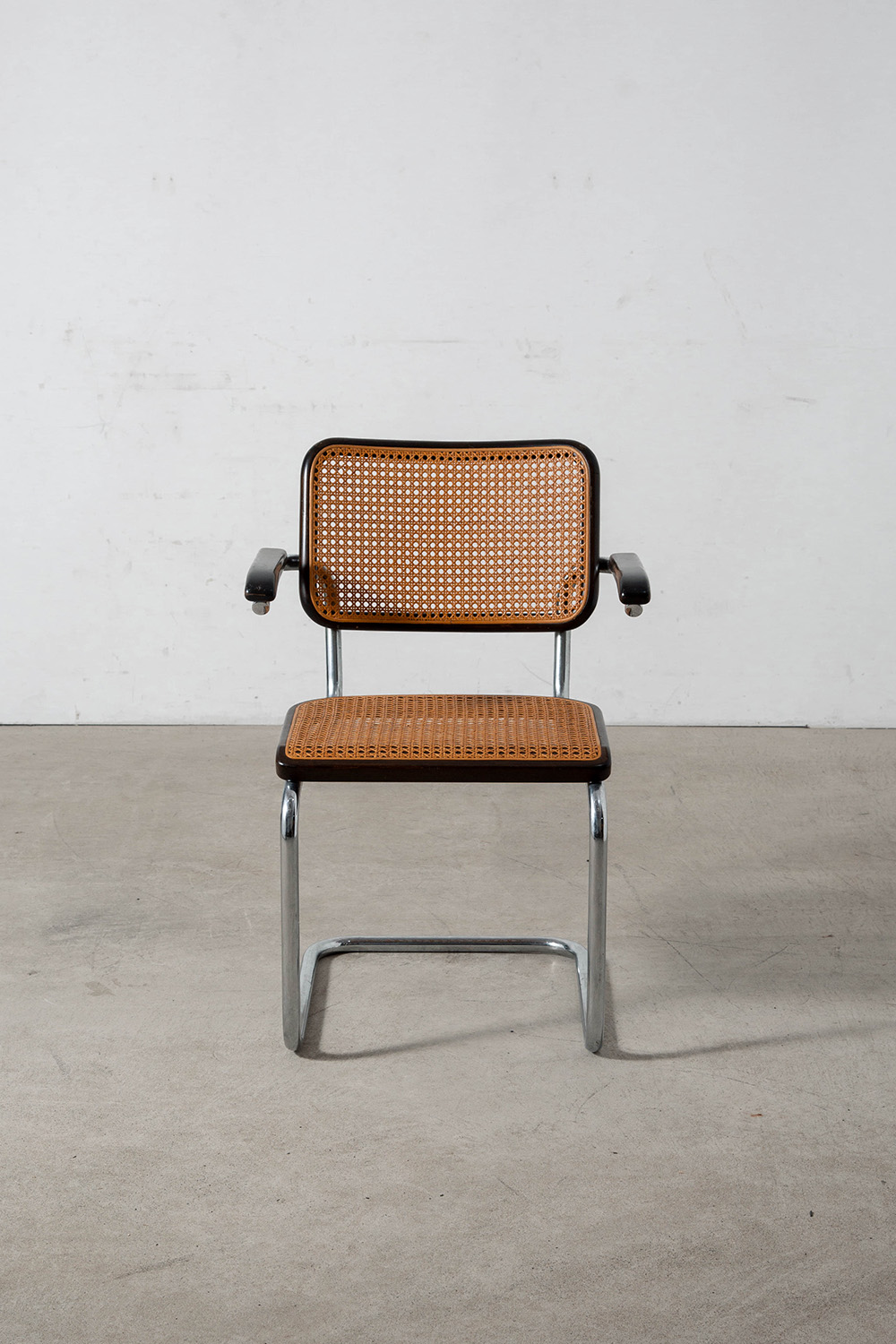 Cesca Arm Chair by Marcel Breuer for THONET in Chrome , Wood and Rattan