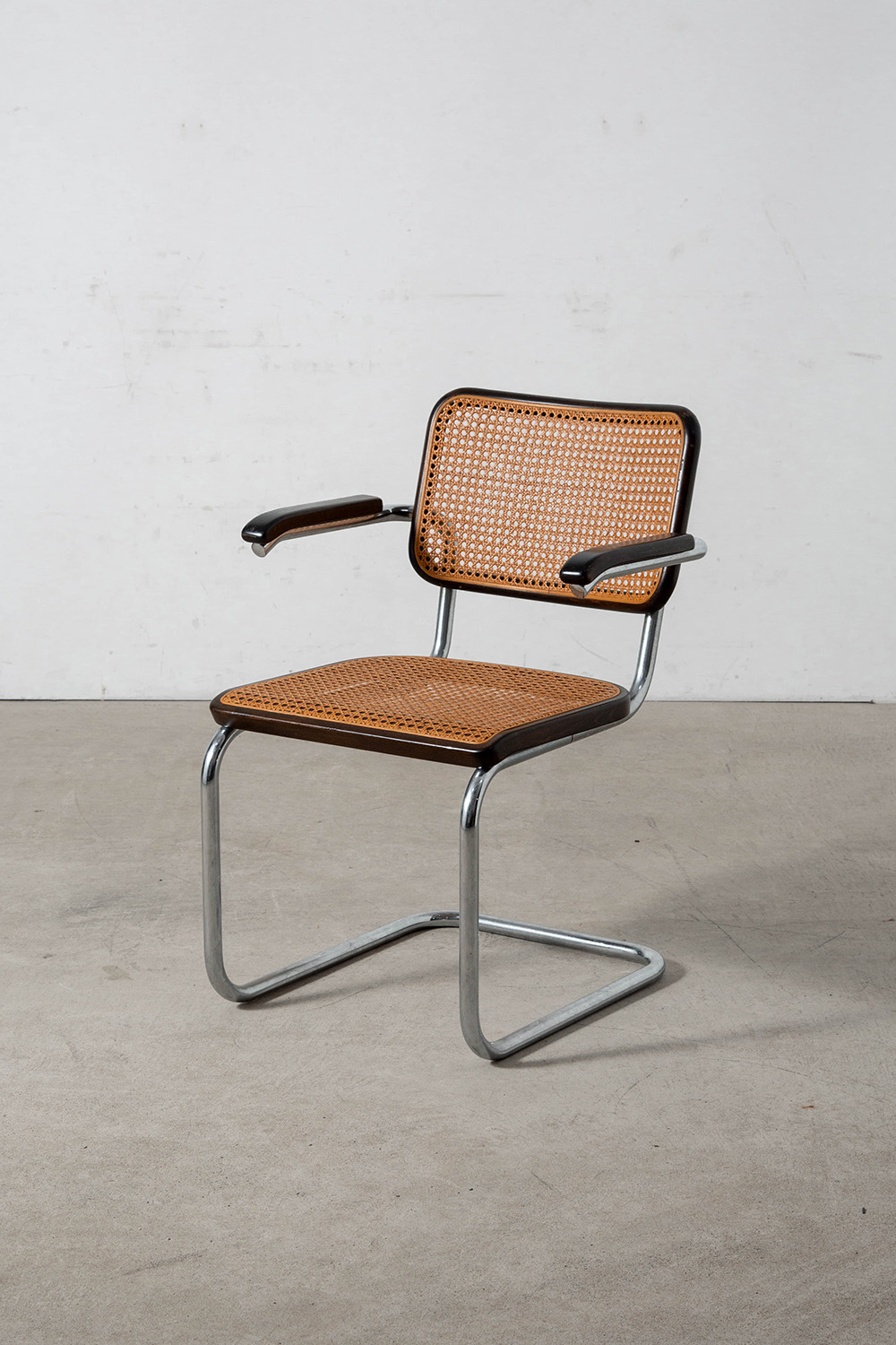 Cesca Arm Chair by Marcel Breuer for THONET in Chrome , Wood and Rattan