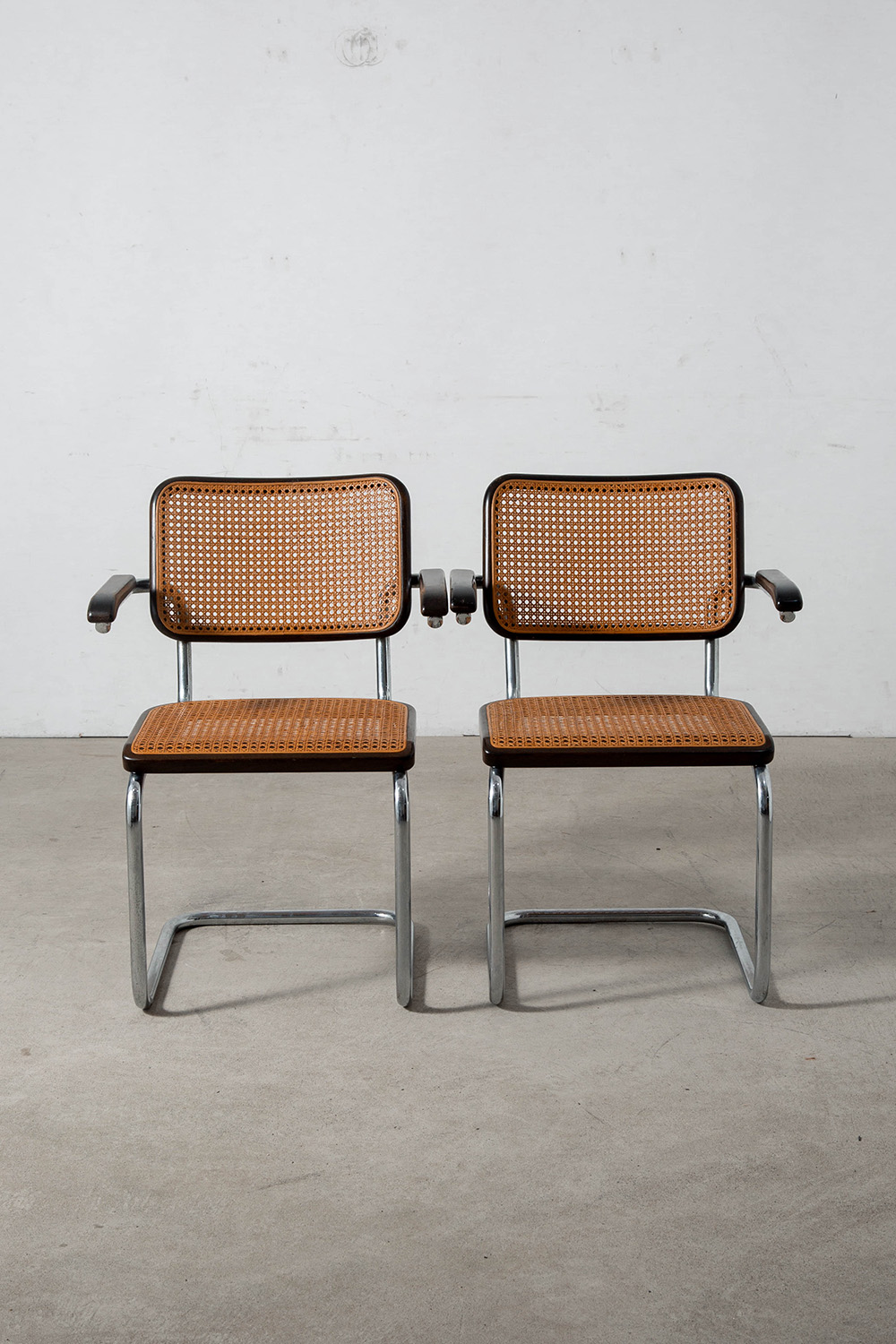 Cesca Arm Chair by Marcel Breuer for THONET in Chrome , Wood and Rattan