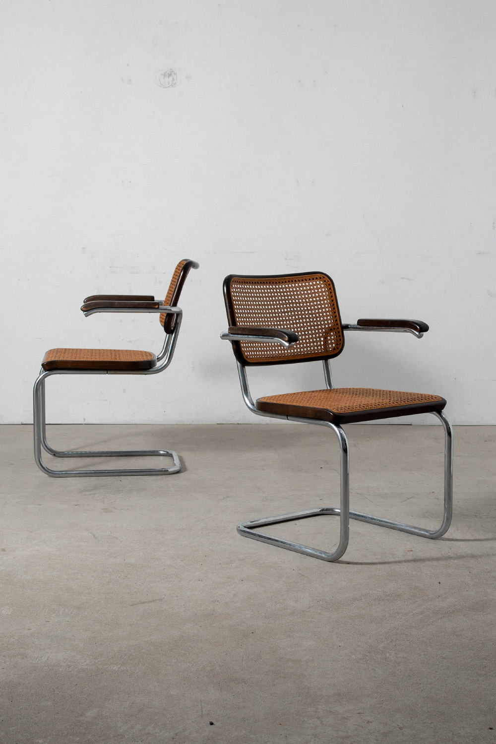 Cesca Arm Chair by Marcel Breuer for THONET in Chrome , Wood and Rattan