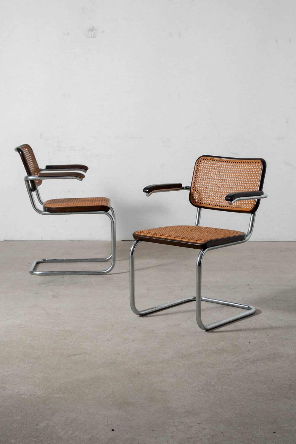 Cesca Arm Chair by Marcel Breuer for THONET in Chrome , Wood and Rattan
