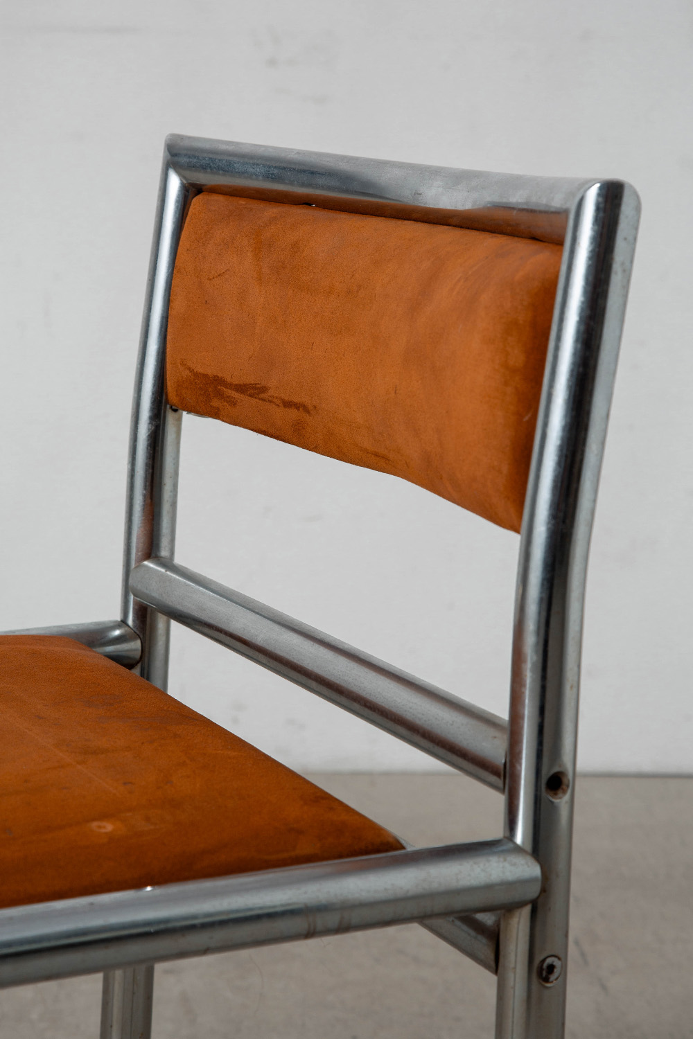 Dining Chair in Suede and Chrome