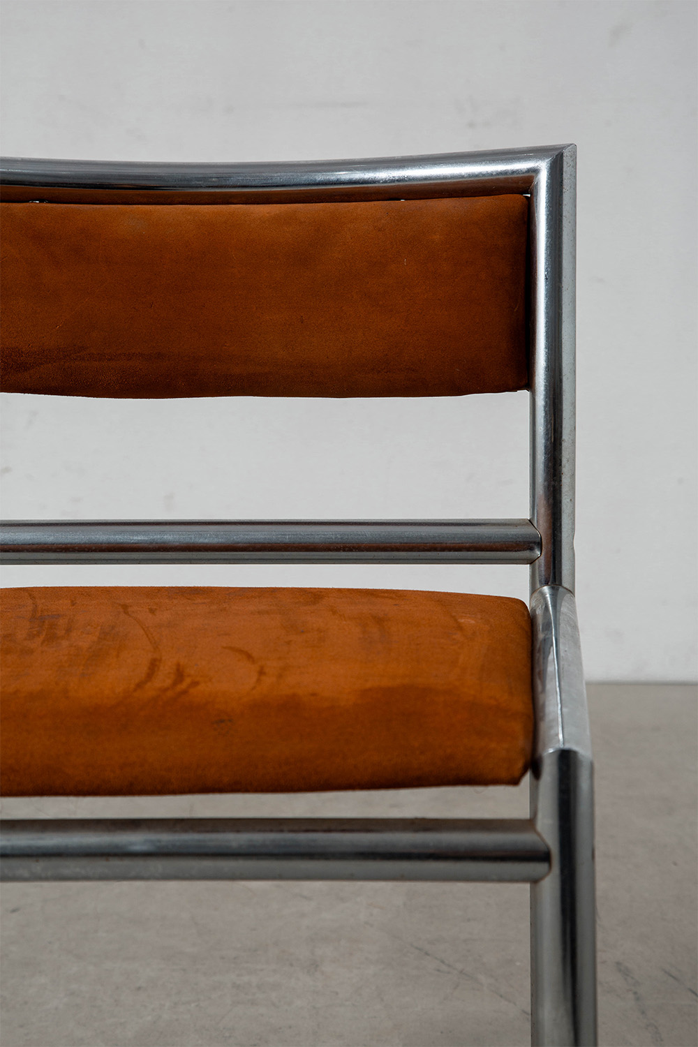 Dining Chair in Suede and Chrome