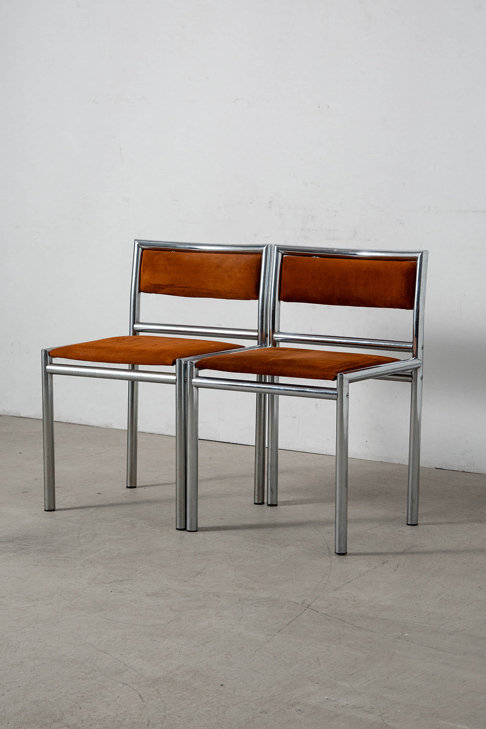 Dining Chair in Suede and Chrome
