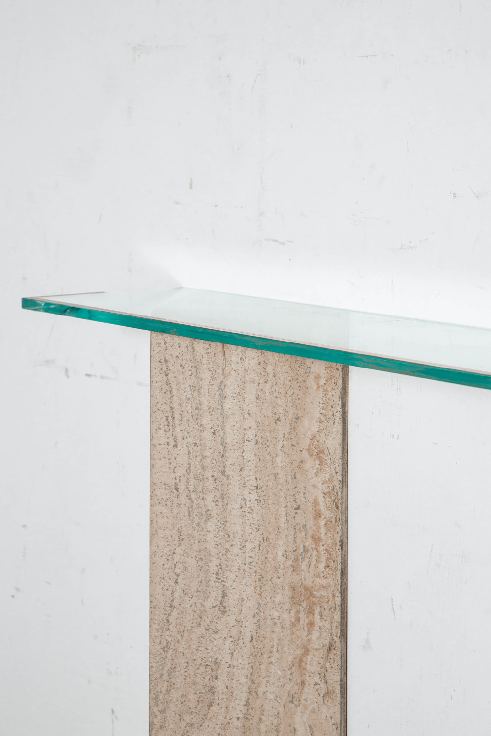 Console Table in Glass and Travertine