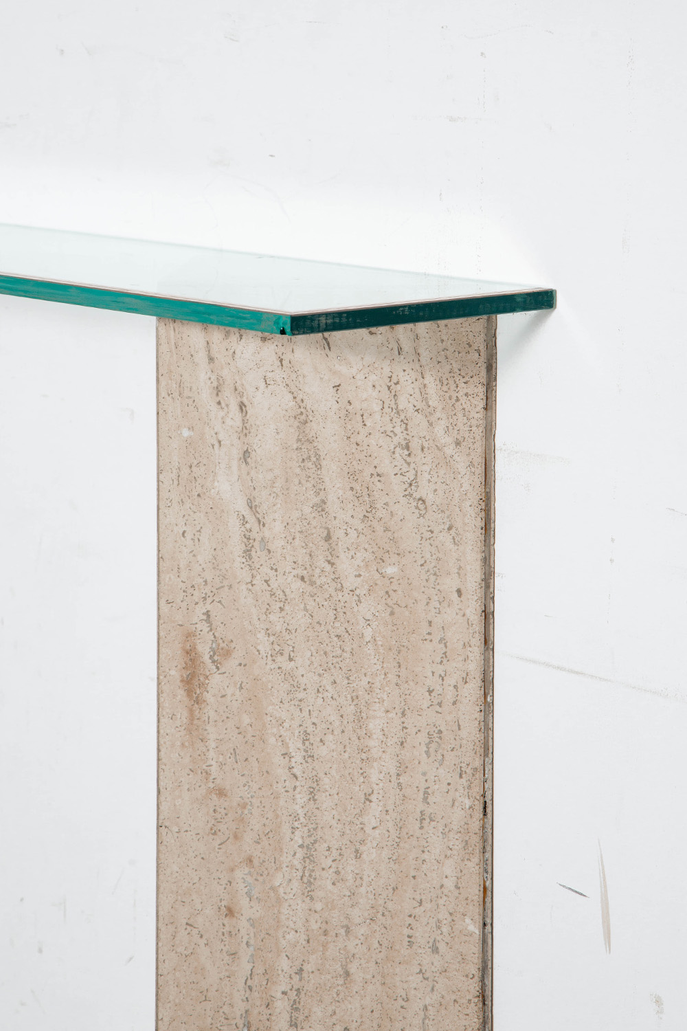 Console Table in Glass and Travertine