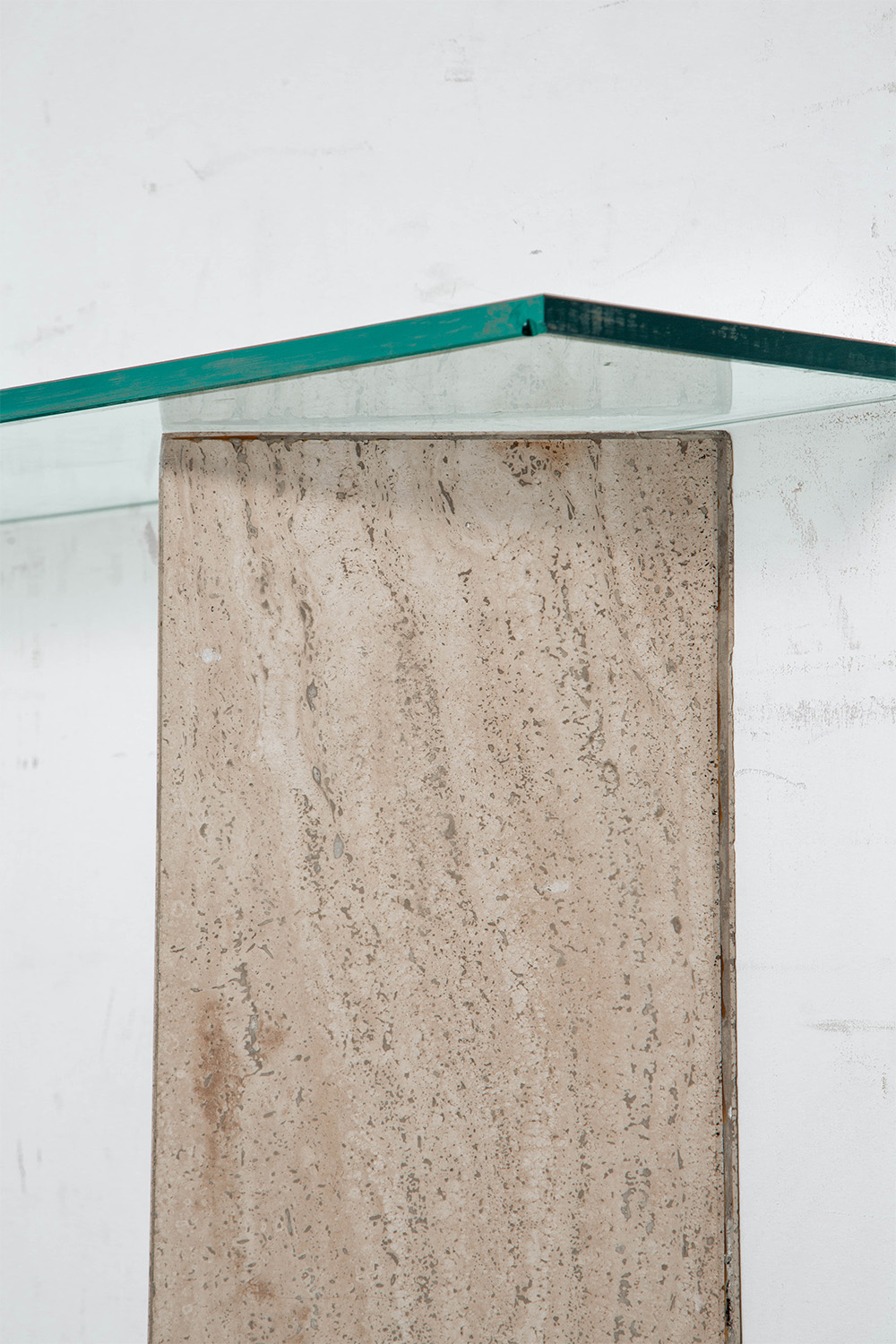 Console Table in Glass and Travertine