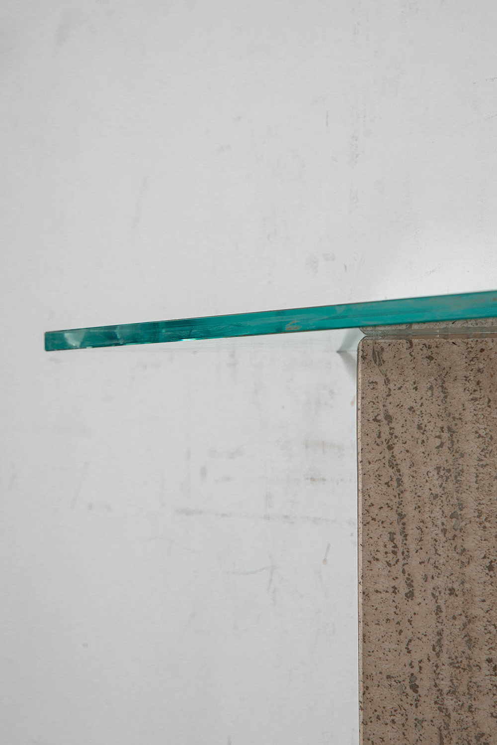 Console Table in Glass and Travertine