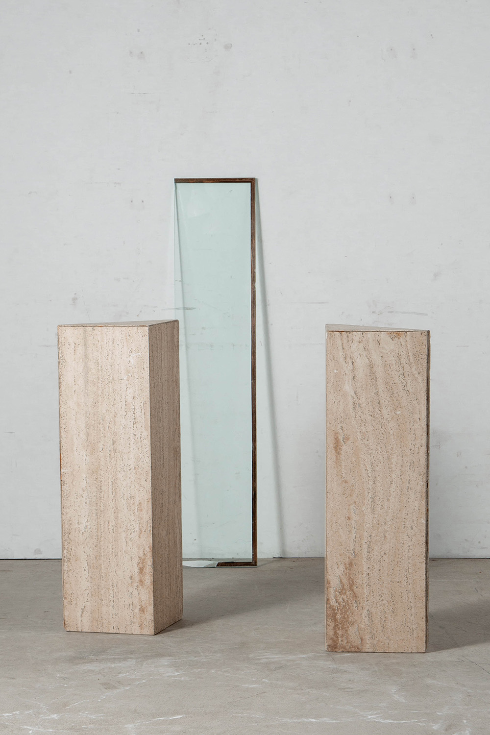 Console Table in Glass and Travertine