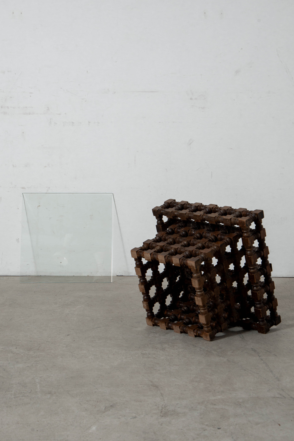 Side Table in Wood and Glass