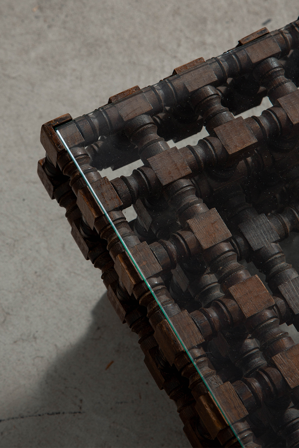 Side Table in Wood and Glass