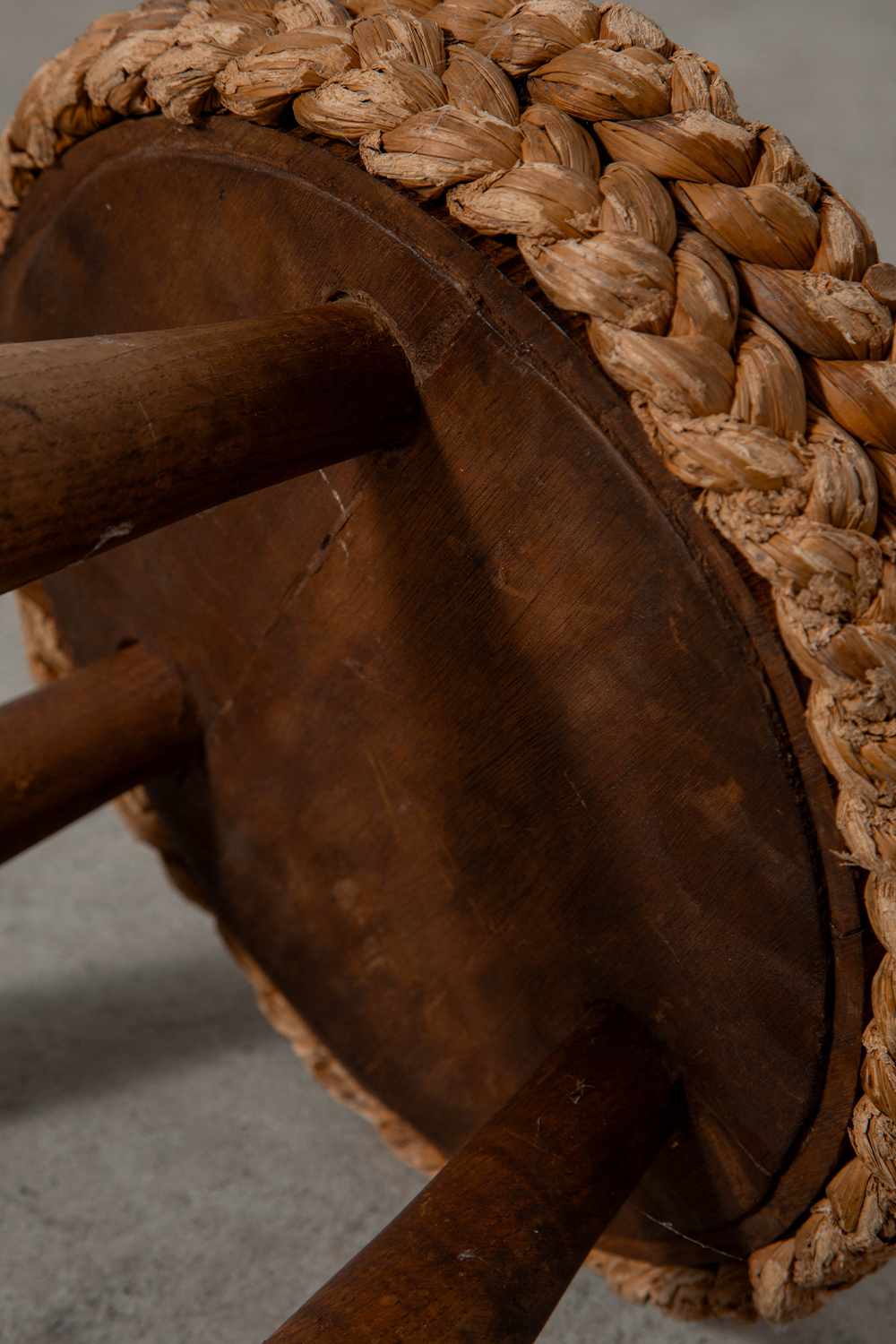 Audoux & Minet Style Stool in Rope and Wood